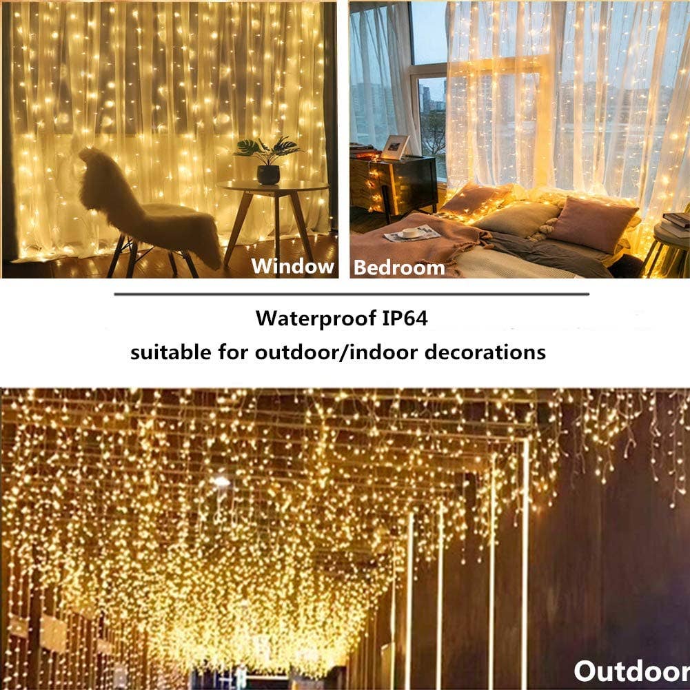 Perfect Holiday - Wholesale String Lights - 300 LED Curtain Lights USB Remote - Rainbow12