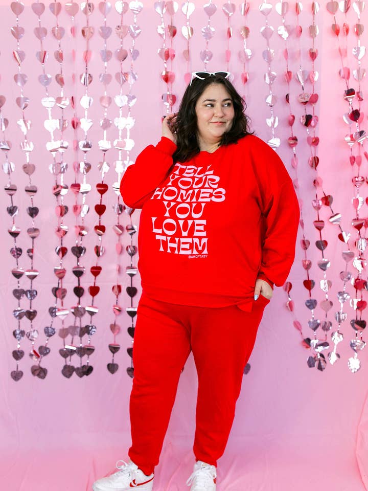 Taby Originals - Wholesale Lounge Set - Women's - TABY ORIGINAL DESIGN: Tell Your Homies You Love Them Set in RED*** PUFF***& ULTRA SOFT***