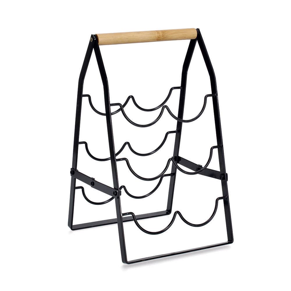 Schwarz/Natur Weinregal Für 6 Flaschen, Metall/Bambus, Schwarz für den Großhandel auf Faire0