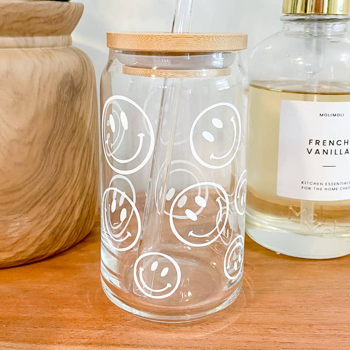 LovealwaysDesignsUS - Vente Verre/tasse - Verre à café glacé ; visage souriant0