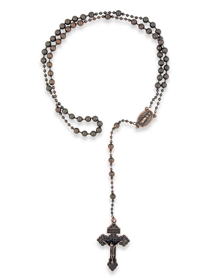 Soldier of God Antique Copper Military Rosary for wholesale by Village Gift Importers
