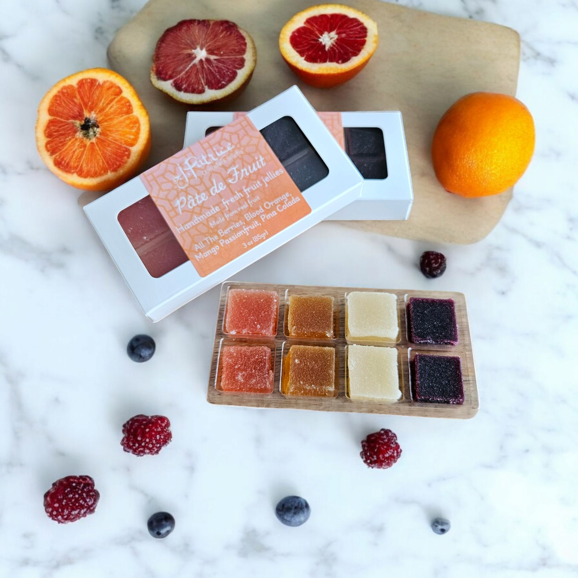 J. Patrice Chocolate Studio - Wholesale Gummy - Pâte de Fruit 8 piece Box - Mixed 1