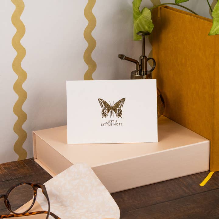 Robert Frederick Ltd - Wholesale Stationery/Notecard Set - 12 Notecards and Envelopes in Gift Box - “Just A Little Note” Butterfly Design6