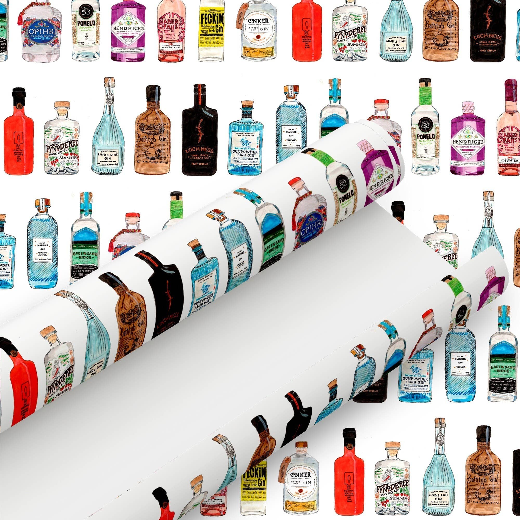 presentingperfection – wholesale Wrapping paper roll – Hand Painted Gin Bottles Wrapping Paper0