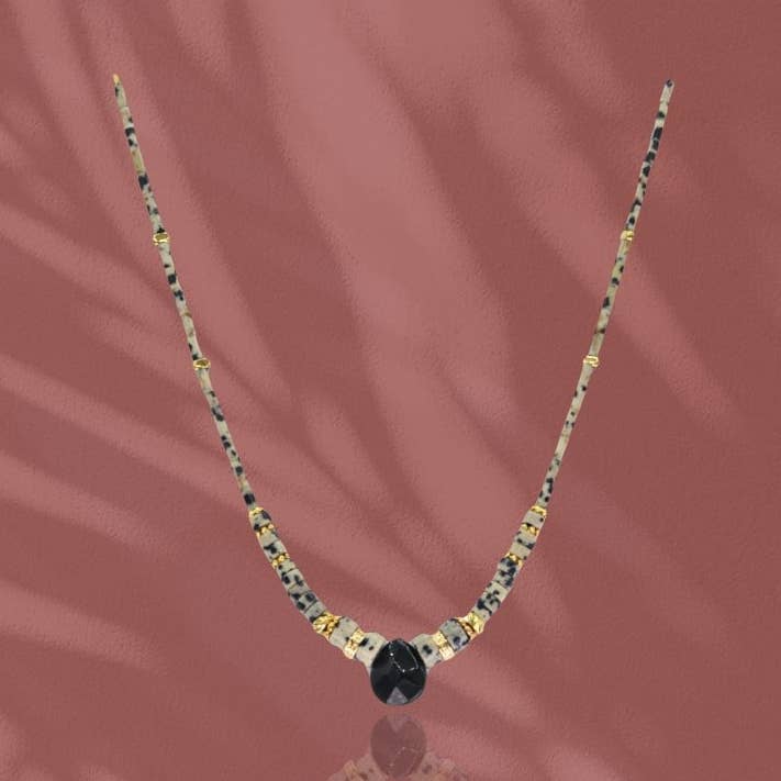 Dalmatian women's necklace black onyx 2223 for wholesale by LOetMA