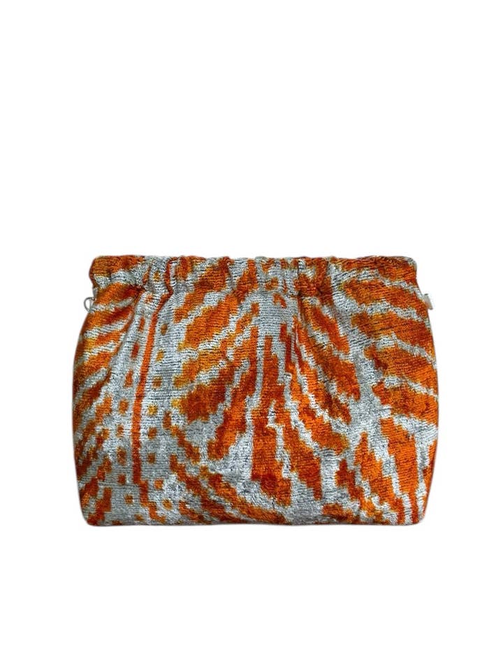 Silk Velvet Ikat Flex Hex Frame Pop-Open Clutch for wholesale by AYCA DESIGN