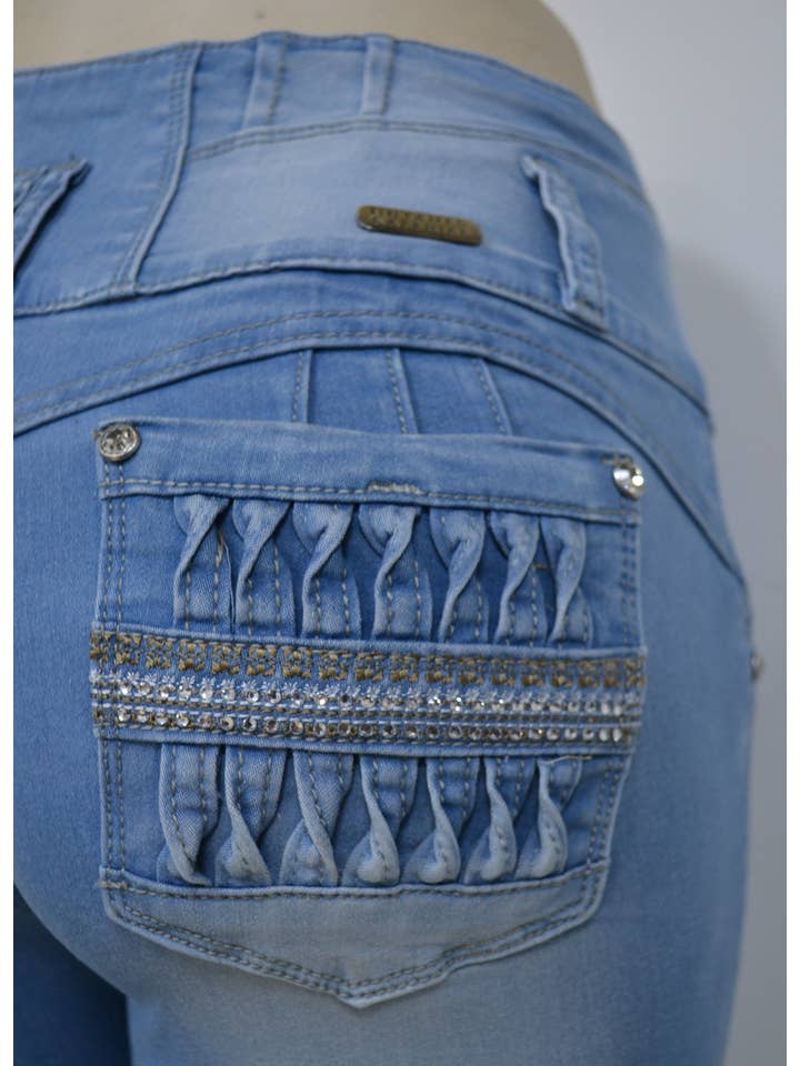 Light Blue USC-F017 Sexy Rhonda Butt Lifter Levante Cola Jeans for wholesale on Faire1