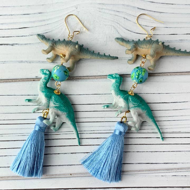 Brincos Dino Duo Tassel por atacado de Lenora Dame