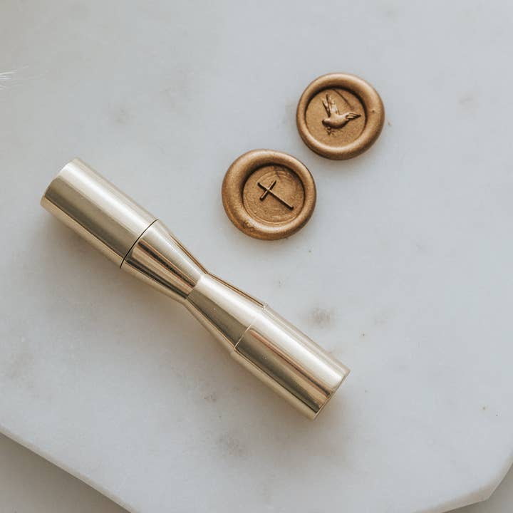 Written Word Calligraphy - Wholesale Rubber/Decorative Stamp - Cross and Dove Mini Wax Seal