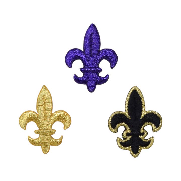 Fleur de lis - KLEIN - Kleuroptie: Goud, Paars, Zwart/Goud - Opstrijkbare Applicatie - Geborduurde Patch voor wholesale door Wholesale Applique