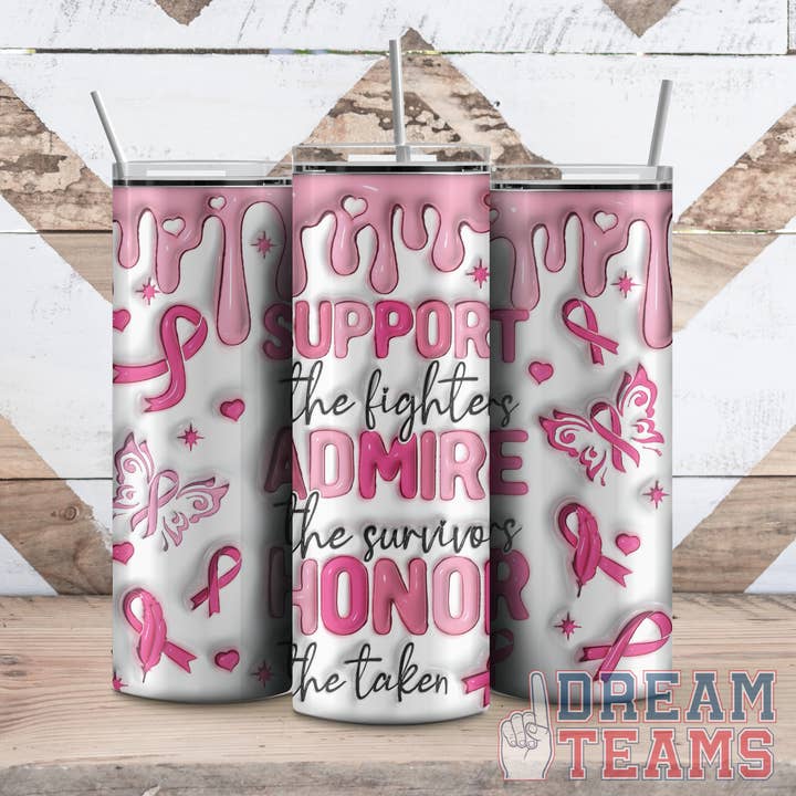 Puffy Breast Cancer Tumbler for wholesale by Daydreamer Designs