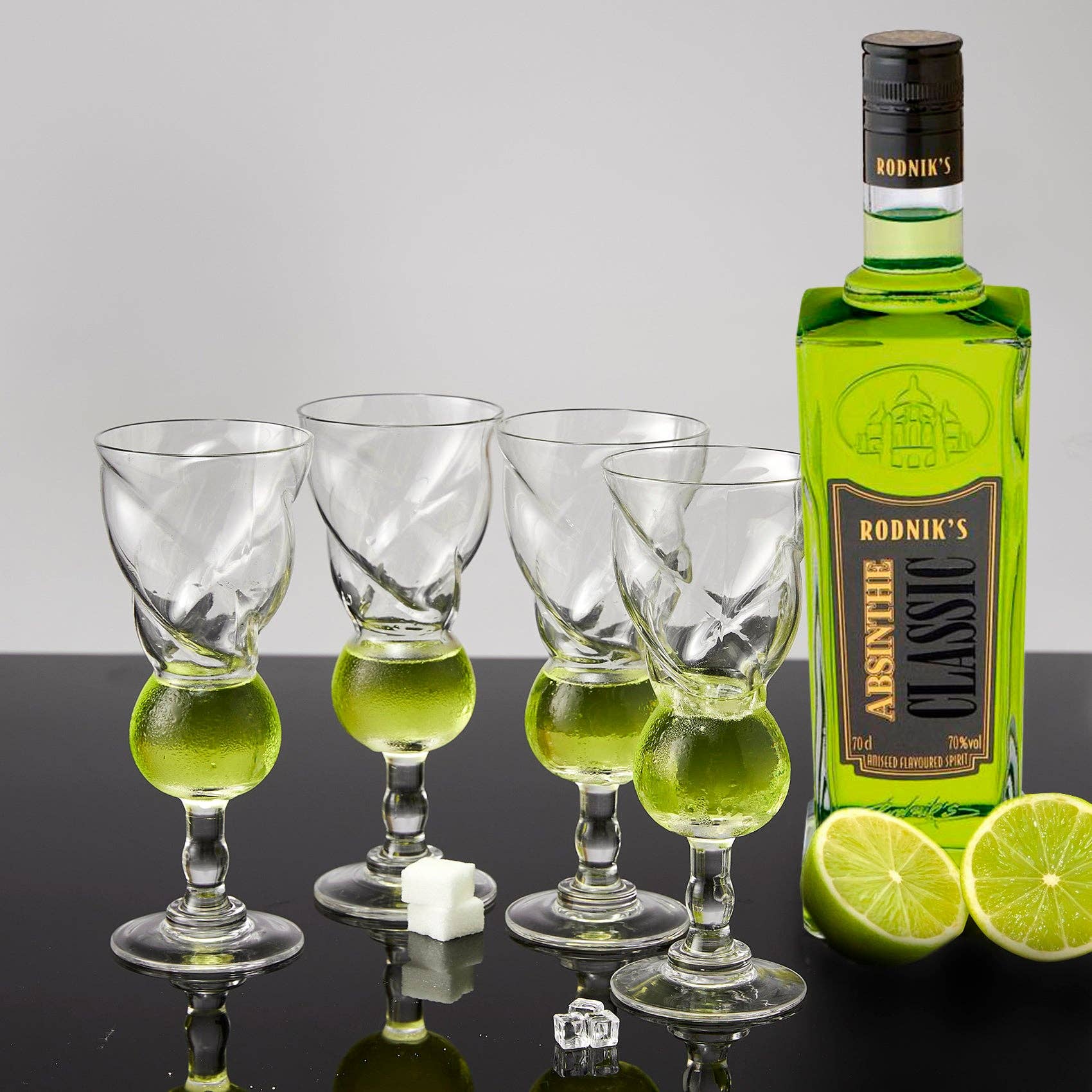 The Wine Savant /  Khen Glassware - Venta al por mayor Copas de cóctel/licor - Juego de 4 vasos de ajenjo | Forma única de 7.6 oz2