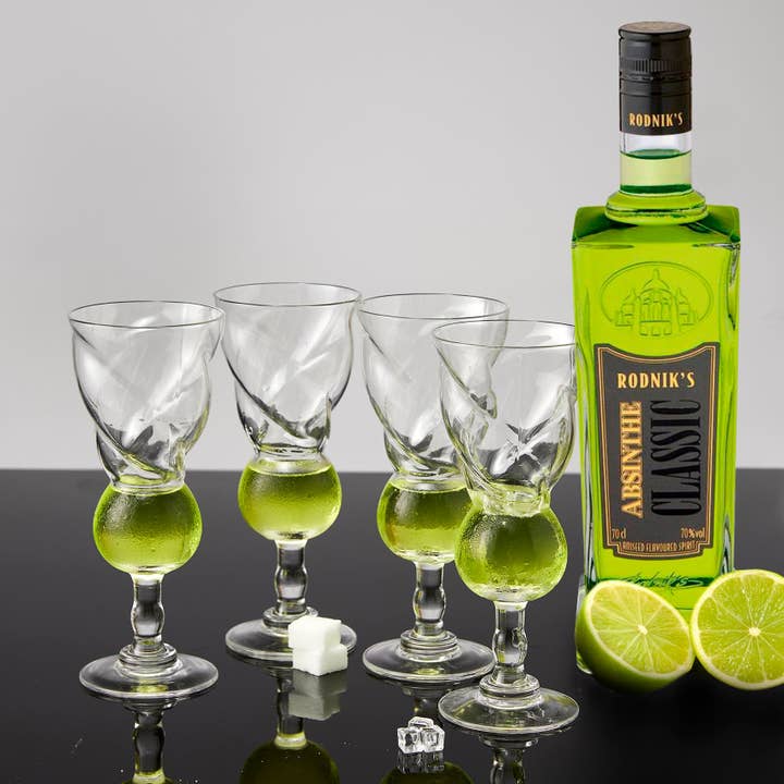 The Wine Savant / Khen Glassware - Venta al por mayor Copas de cóctel/licor - Juego de 4 vasos de ajenjo | Forma única de 7.6 oz2