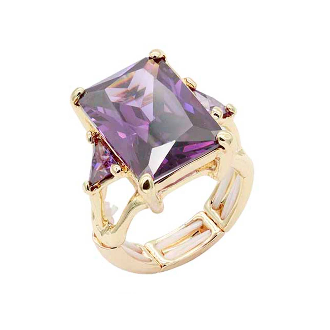 Fashion City - Venta al por mayor Anillos grandes/de cóctel - Anillo elástico grande con piedras0