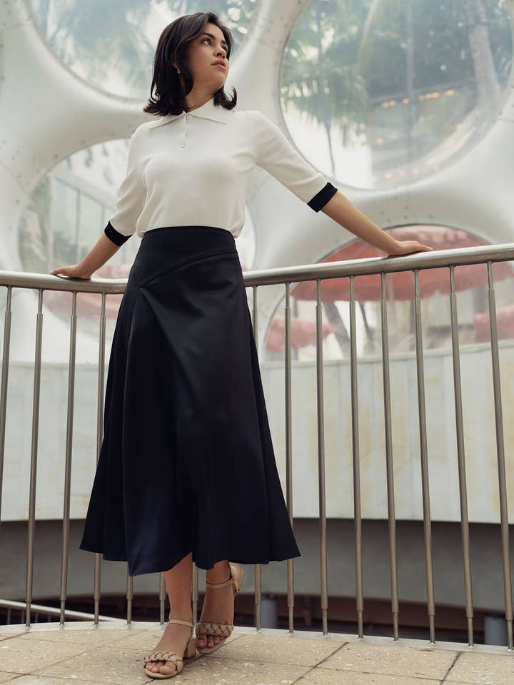 SATIN SKIRT IN BLACK for wholesale by Profile NYC