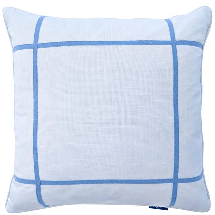 VISTA Cornflower Blue and White Criss Cross Cushion Cover 50 cm by 50 cm for wholesale by Mirage Haven