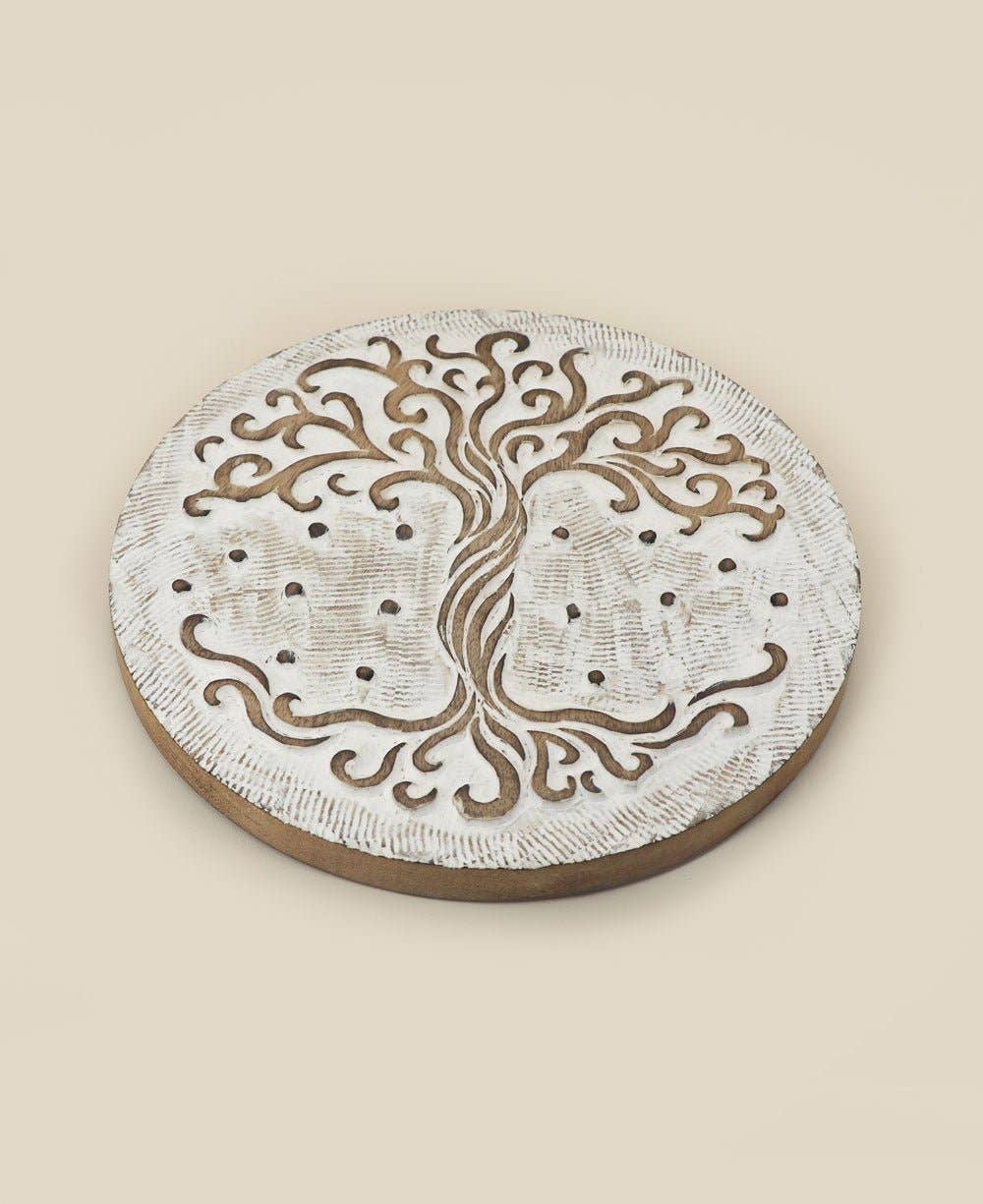 Buddha Groove - Wholesale Trivet - Fairtrade Hand Carved Wood Tree of Life Trivet