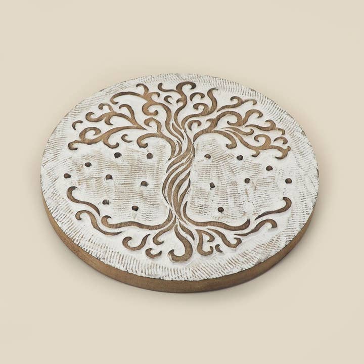 Buddha Groove - Wholesale Trivet - Fairtrade Hand Carved Wood Tree of Life Trivet