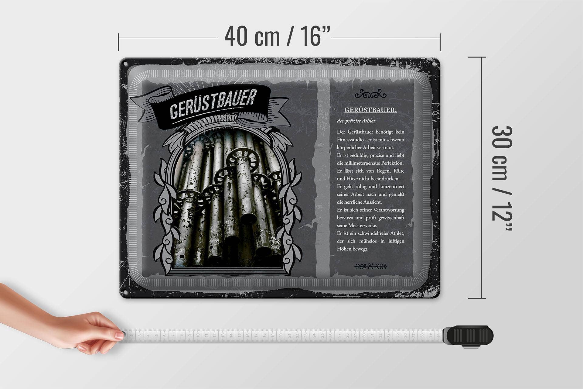 Femer - Vente Pancarte - Plaque en étain Professions 40x30 cm pour échafaudage, décoration d'athlète précise4