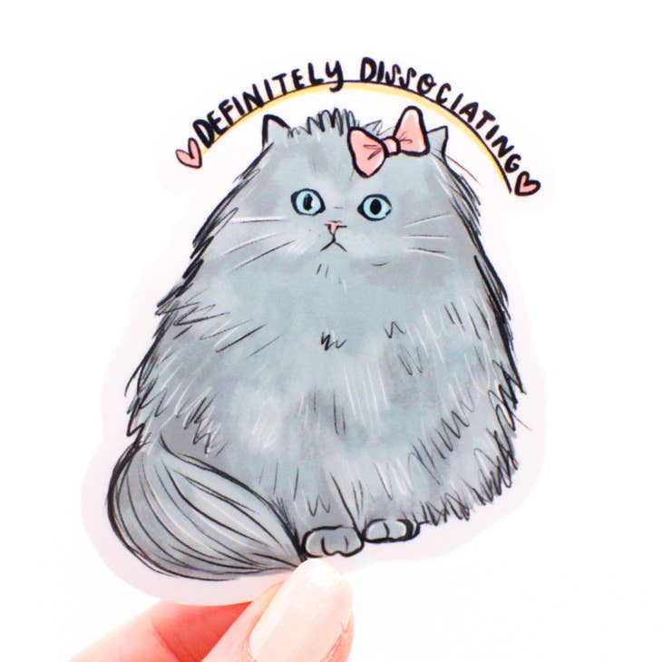 Amy Hartelust Art and Illustration - Wholesale Sticker - Dissociation Cat Vinyl Sticker