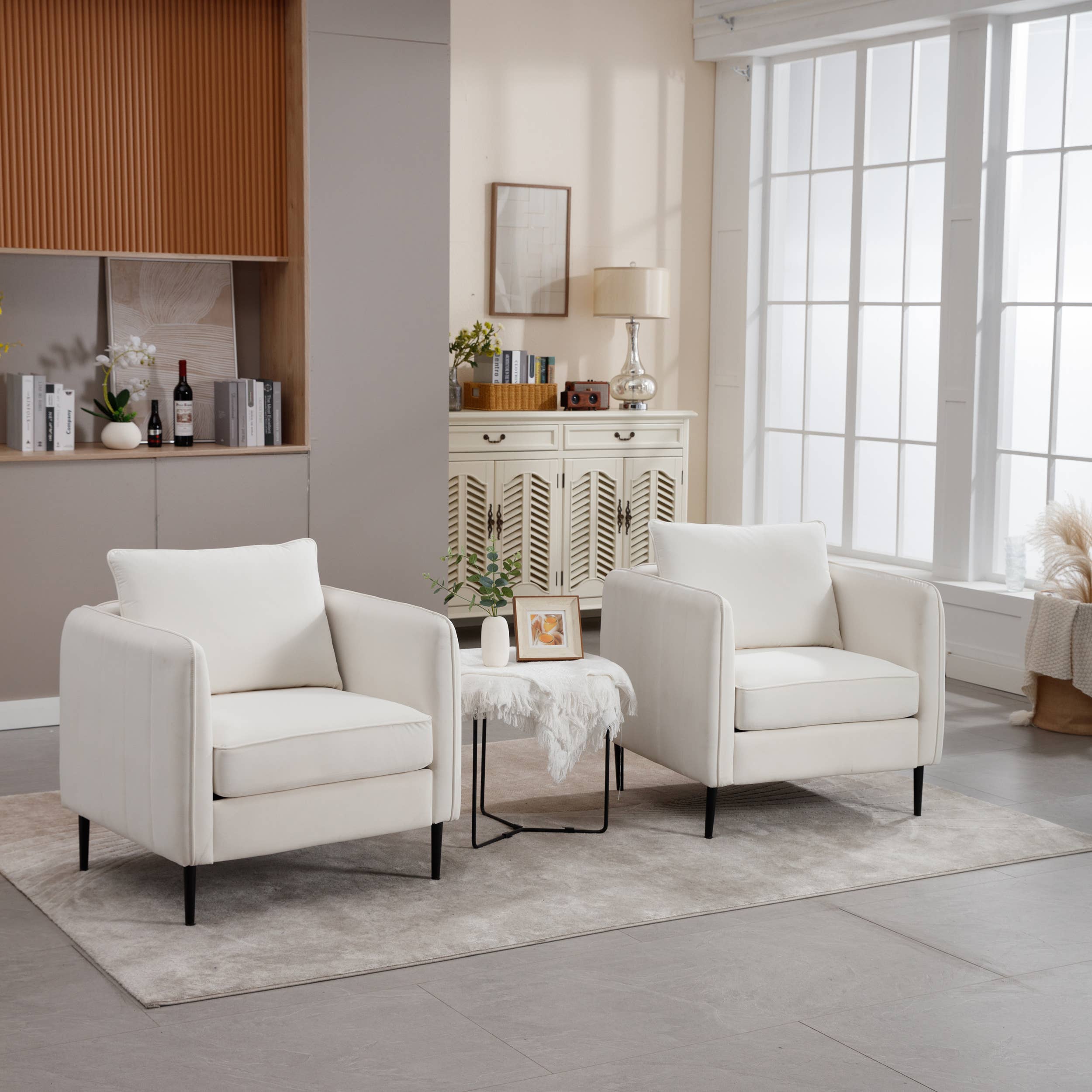 39F Inc. - Vente Chaises - Fauteuil simple confortable en velours Chaise d'appoint Beige/Noir/Gris/Vert8