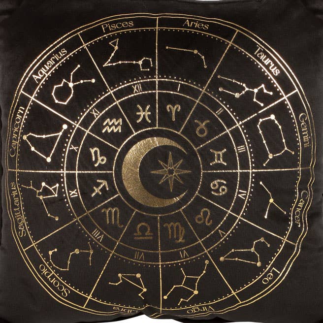 Something Different Wholesale – wholesale Throw/decorative pillow – 35cm Square Black Astrology Wheel Cushion3