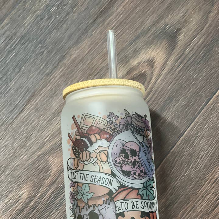 16oz Frosted Glass Tis the season to be spooky for wholesale by Noel & Co Tumblers
