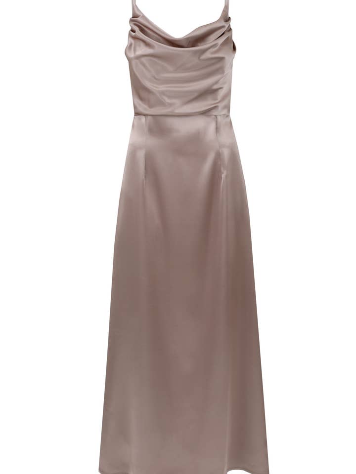 Vestido de Cetim Champagne Marlena por atacado de Entelier