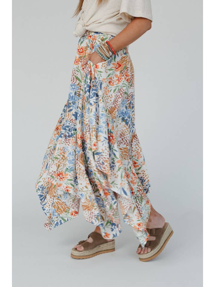 Three Bird Nest - Wholesale Skirt - Women's - Swing Of Things Pocketed Midi Skirt - Floral2