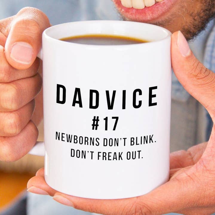 Dadvice Newborns Ceramic Mug for wholesale by Ellie Ellie LTD