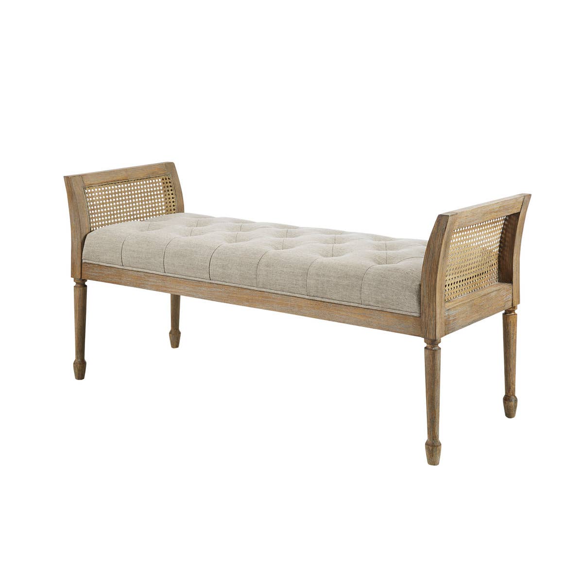 Olliix - Wholesale Bench - Reclaimed Natural Wood Finish Cane Armed Accent Bench1