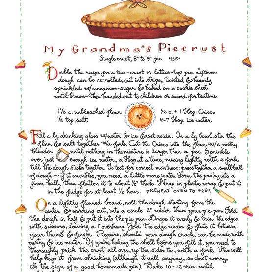 "Grandma's Pie Crust" Print for wholesale by Susan Branch Studios