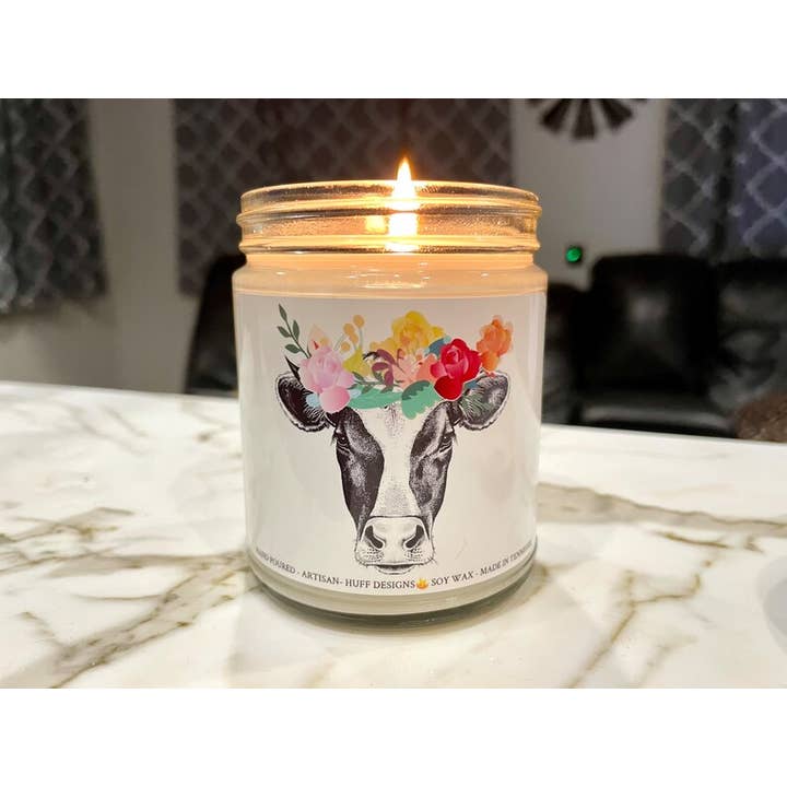 Corona de vaca | Vela de granja | Vela rústica para decoración del hogar para venta al por mayor de Huff Designs Candle Co