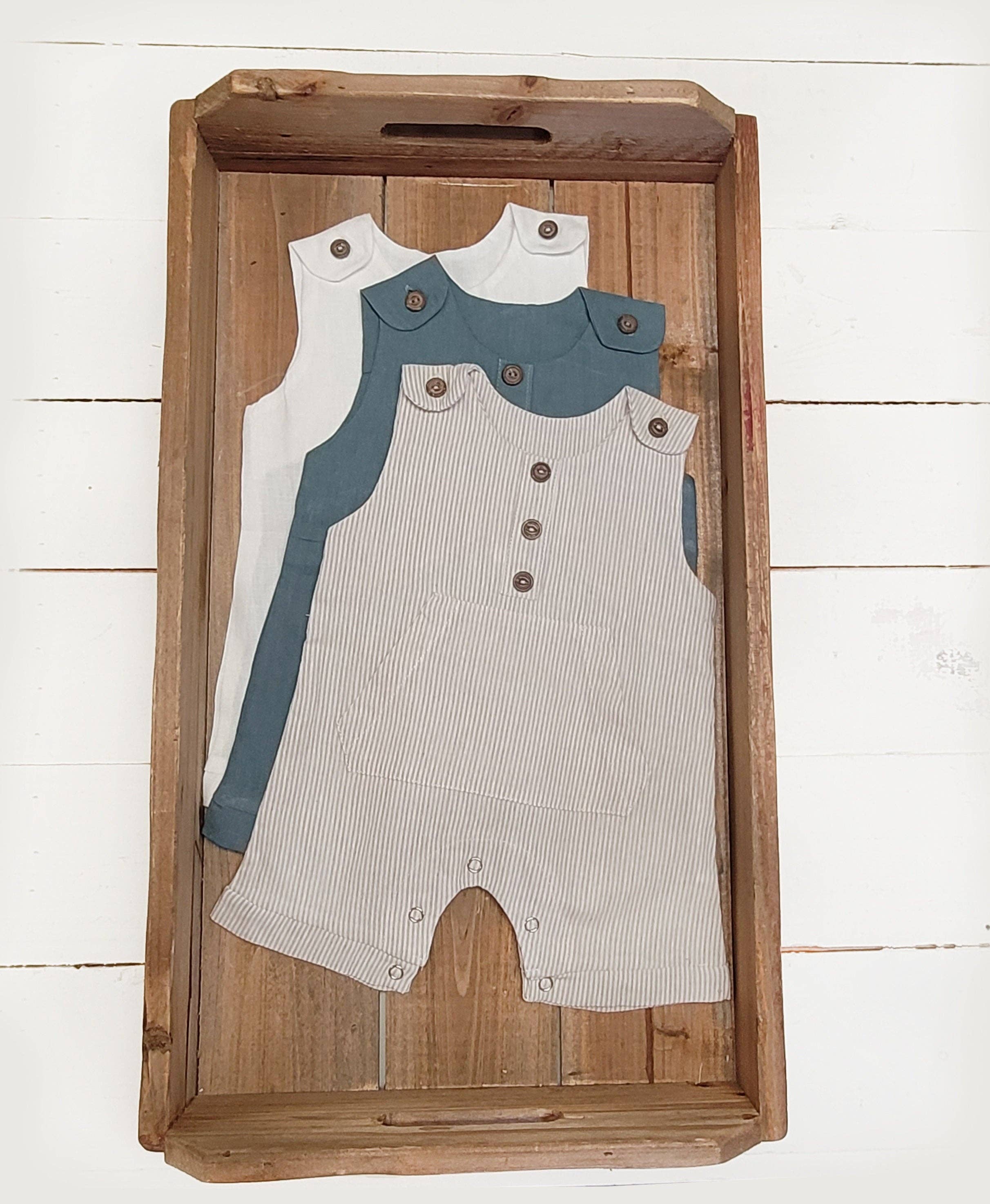 OLIVE & CRADLE - Wholesale Jumpsuit - Baby - Boys Classic Summer Linen Romper | Pierre SHORTS *|* Discontinued3