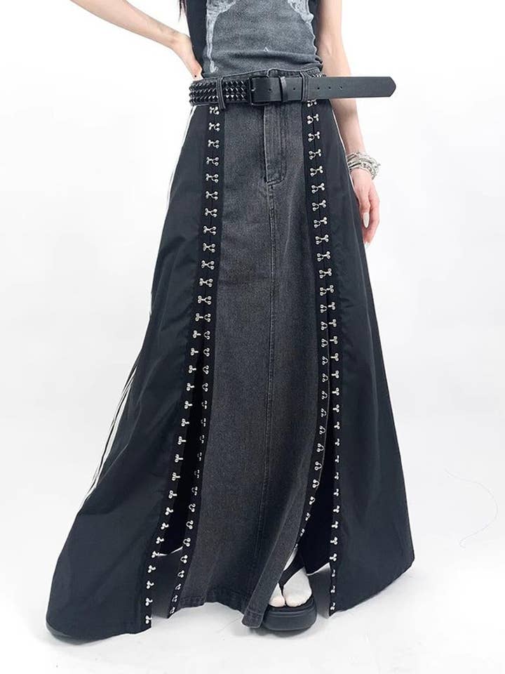 safistyle - Wholesale Skirt - Women's - Patchwork Denim Maxi Skirt1