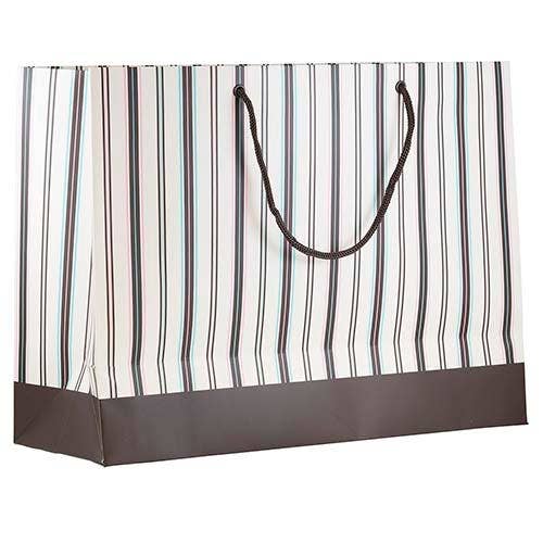 JAM PAPER - Wholesale Gift Bag - Matte Striped Gift Bags w/ Rope Handles, 16x12x6, Brown,1PK