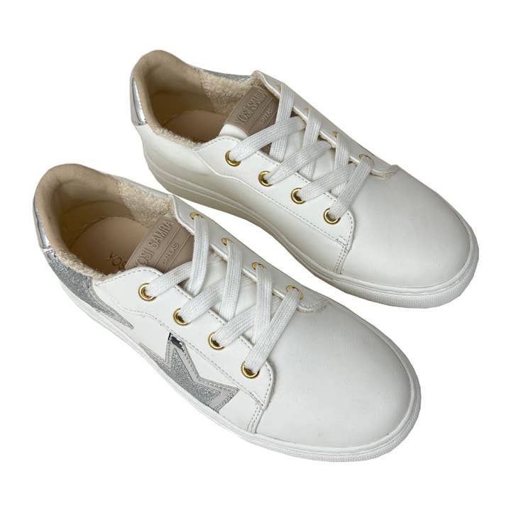 Vit & Silver Glitter Miss Harper Sneaker i Silver Glitter - Barn för wholesale på Faire