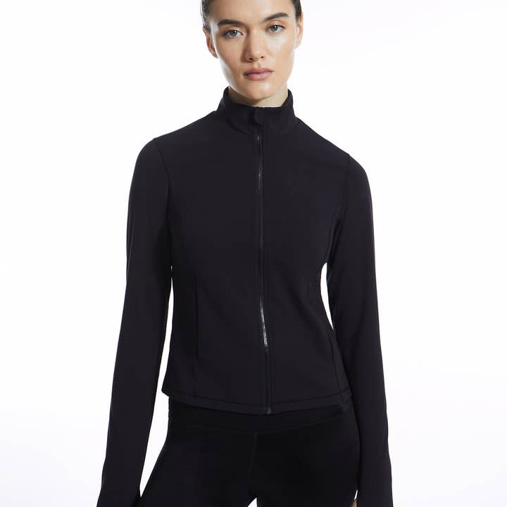 Prestatiejack met lange mouwen en ritssluiting aan de voorkant voor wholesale door Yoga Works
