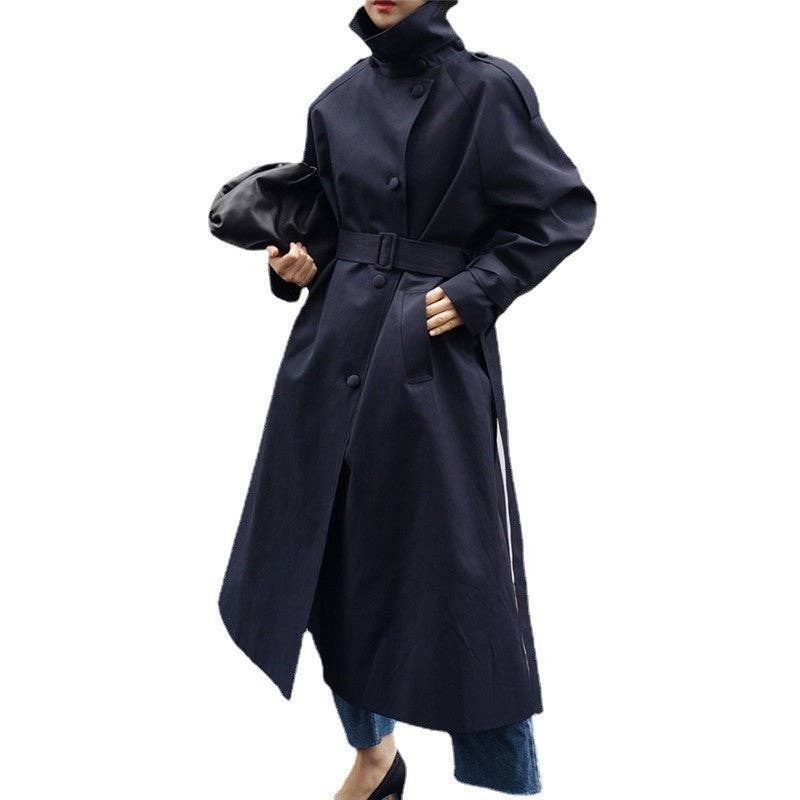 UZ Wholesale Store – wholesale Trenchcoat - Dam – Långärmad enfärgad trenchcoat med slips2