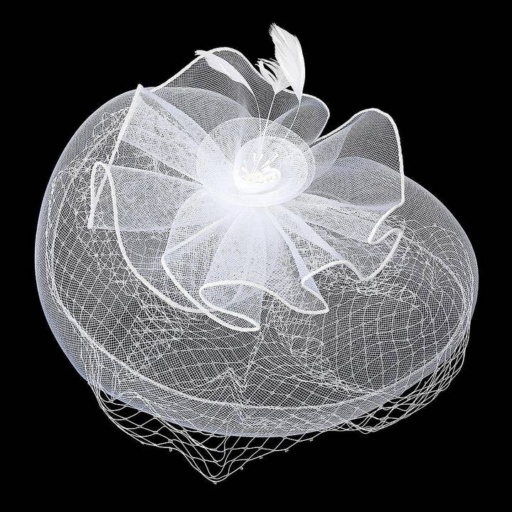 Front Veil Tulle Flower Feather Gatsby Fascinator Hat for wholesale by Diacly