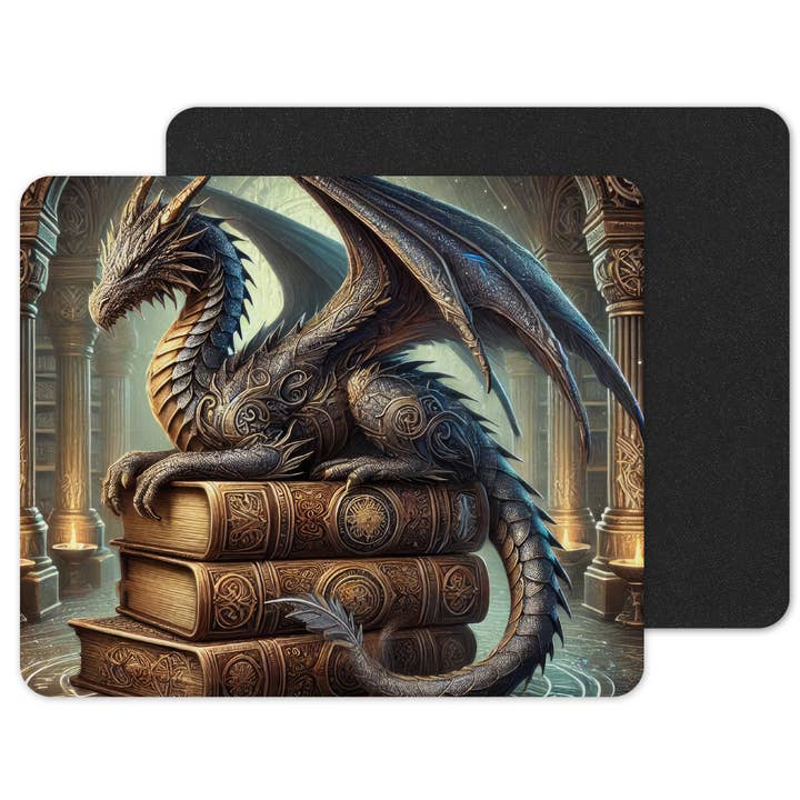 Printed Book Dragon Anti-Slip Mouse Mat Pad for wholesale by simply creative