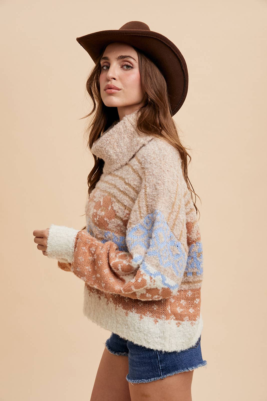 In Loom - Vente Pull en maille – femme - COL ROULÉ EN TRICOT MULTICOLORE10