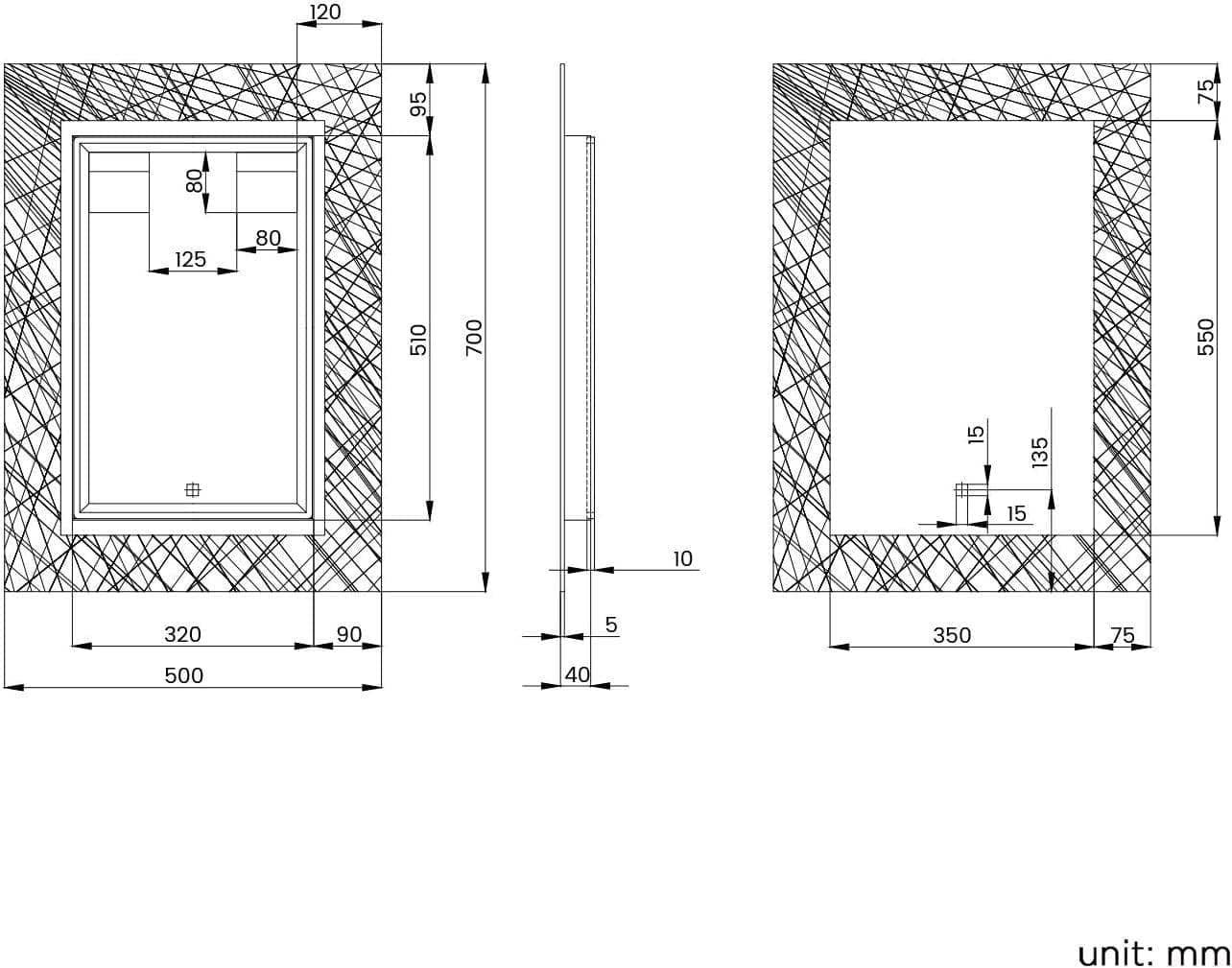 Bathroom4Less – wholesale Wall mirror – Illuminated Mirror With Light Sensor 700mm x 500mm2