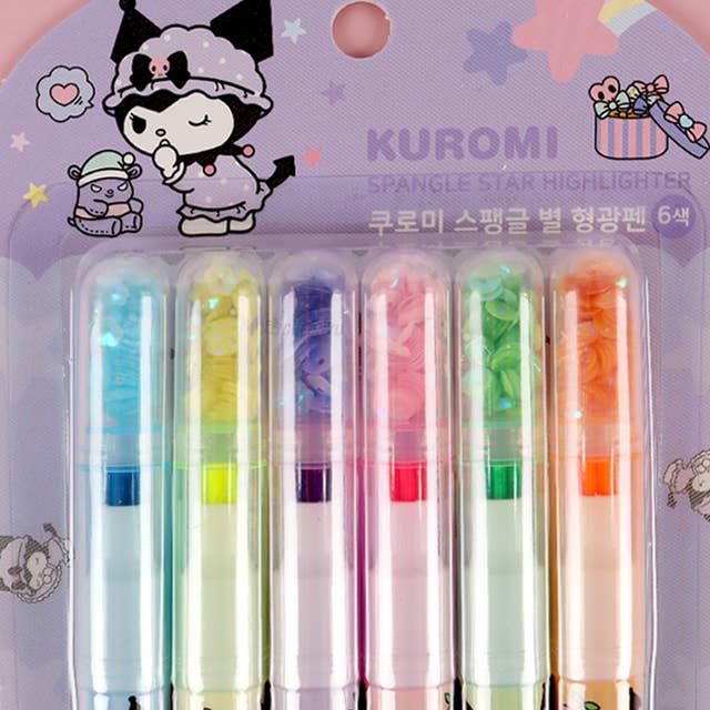 K_Wonderland - Wholesale Highlighter - Sanrio Star Shape Highlighter with Spangle Cap 6PCS set