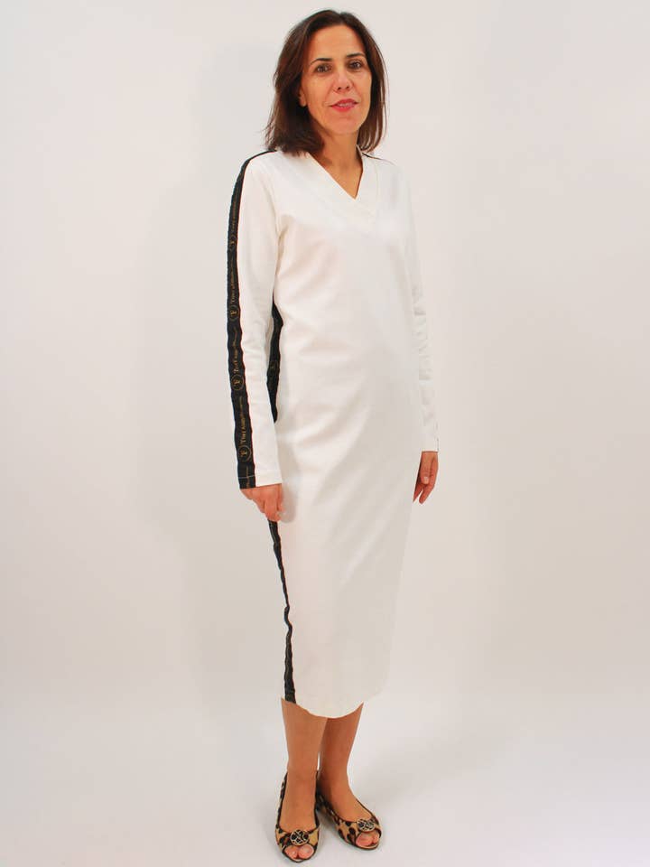 Vestido de Punto Blanco con Cinta para venta al por mayor de Top Fashion