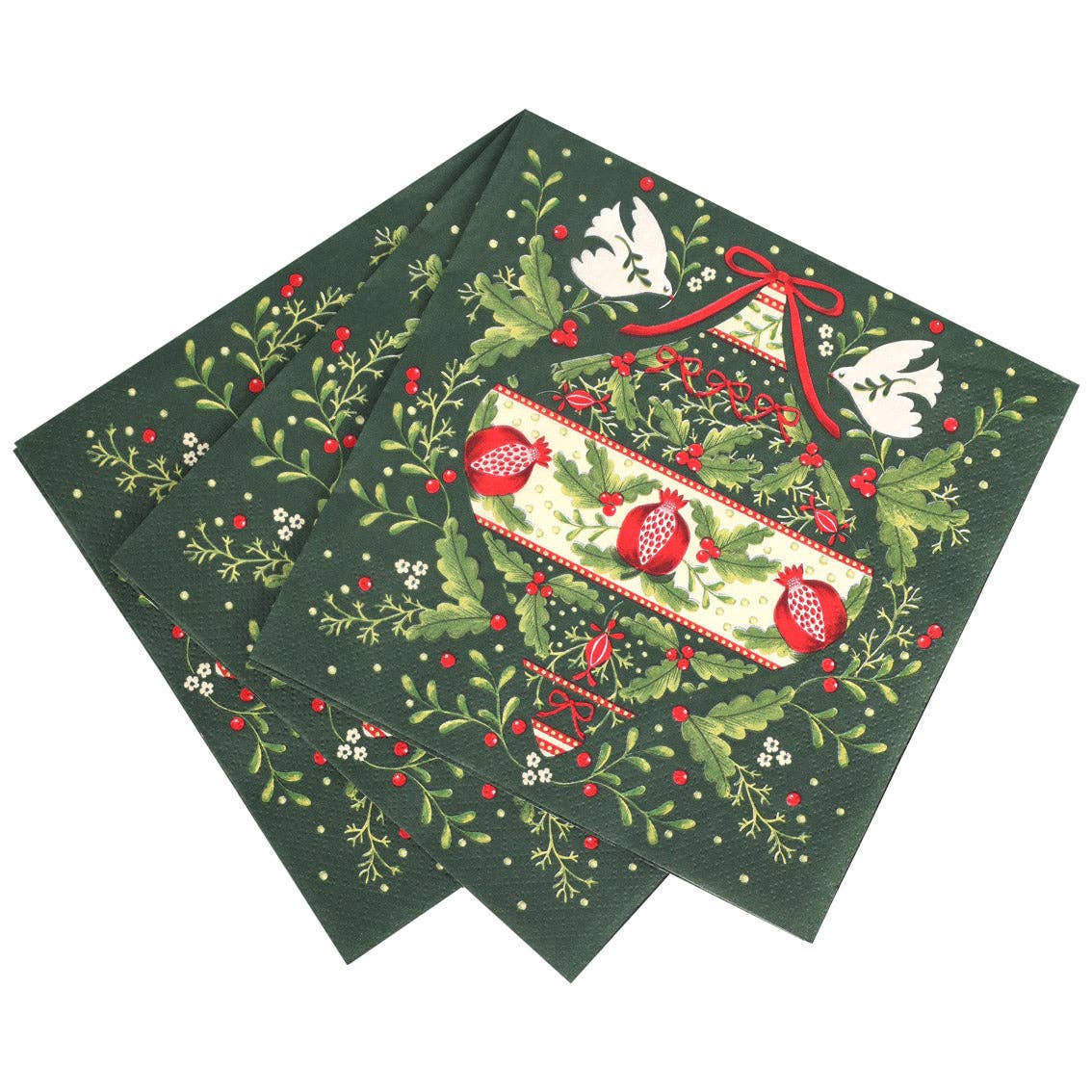 Talking Tables UK – wholesale Disposable napkin – Folklore Green Christmas Paper Napkins | 20 Pack |3