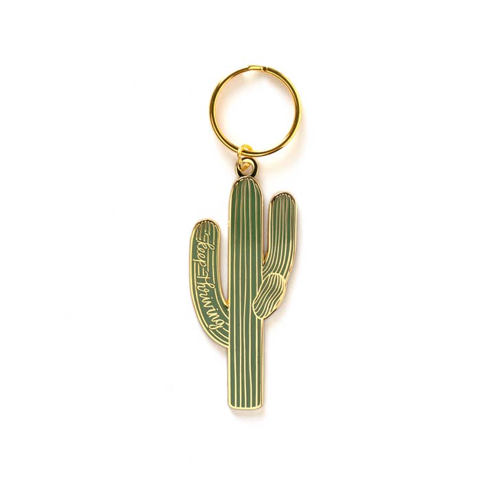 Keep Thriving Saguaro Cactus Keychain for wholesale by Pineapple Sundays Design Studio