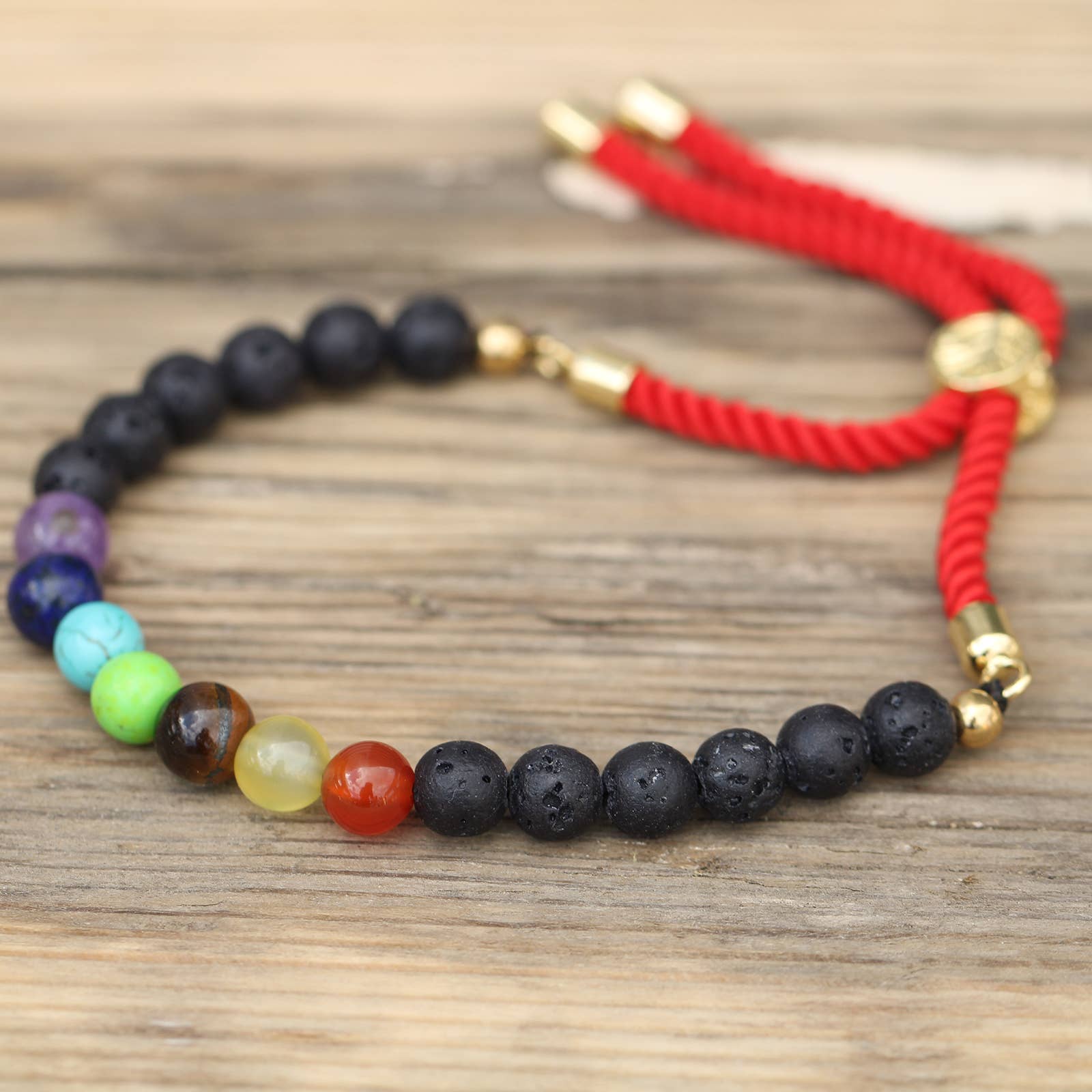 AWGifts Europe - Wholesale Beaded Bracelet - 18K Gold Plated Gemstone Royal String Bracelet - Lava Stone2