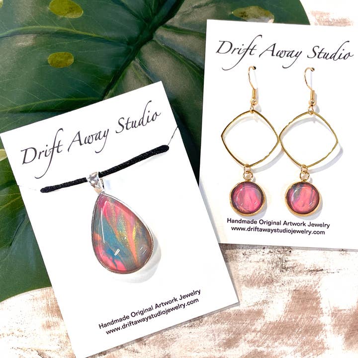 Original Artwork Squircle Drop Earrings - Gold for wholesale by Drift Away Studio
