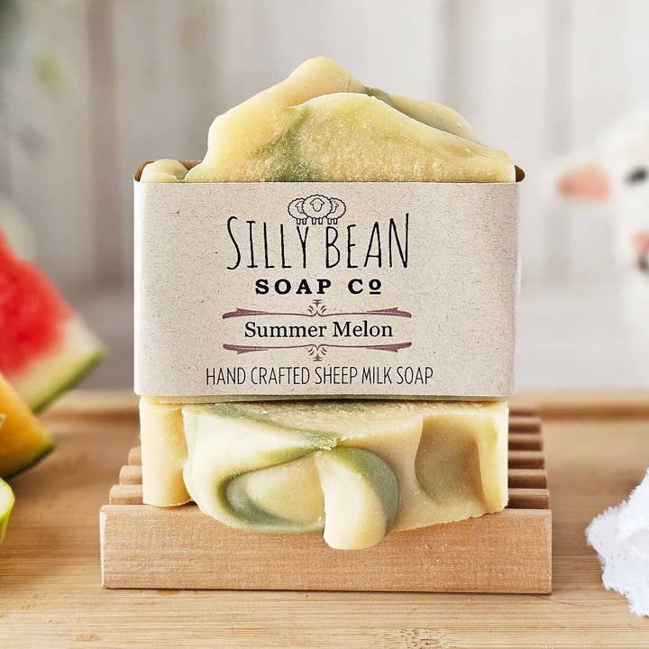 Summer Melon Sheep Milk Soap for wholesale by Silly Bean Soap Company